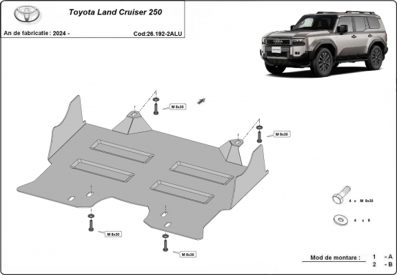 Piastra paramotore di acciaio Toyota Land Cruiser - pacchetto promozionale alluminio