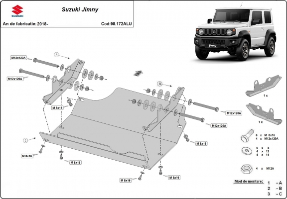 Piastra paramotore Suzuki Jimny - alluminio