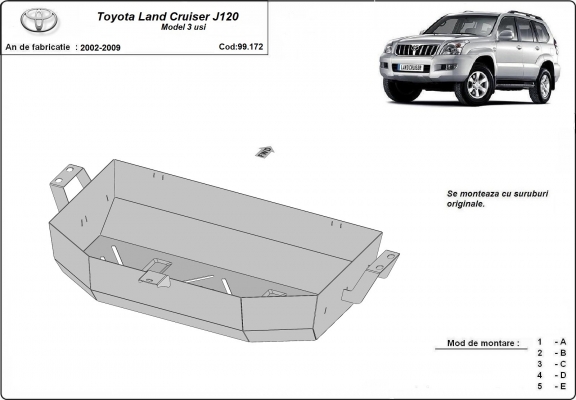 Protezione di acciaio per il serbatoio Toyota Land Cruiser J120 - solo per modello 3 porte 