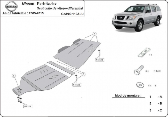Protezione di alluminio  per il cambio Nissan Pathfinder