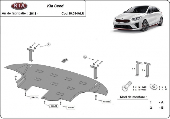 Piastra paramotore di alluminio Kia C eed