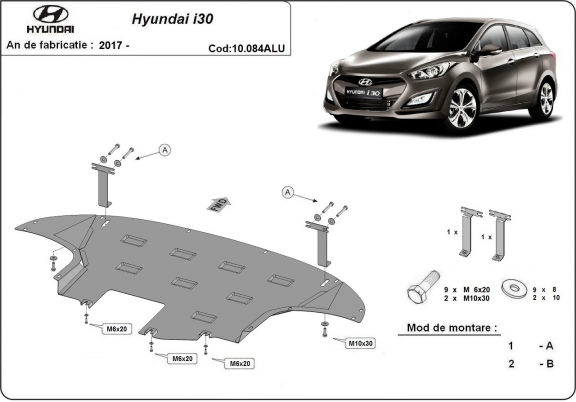 Piastra paramotore di alluminio Hyundai i30