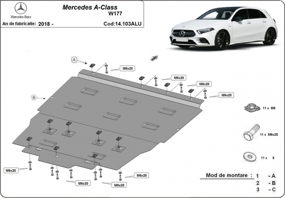 Piastra paramotore di alluminio Mercedes A-Classe