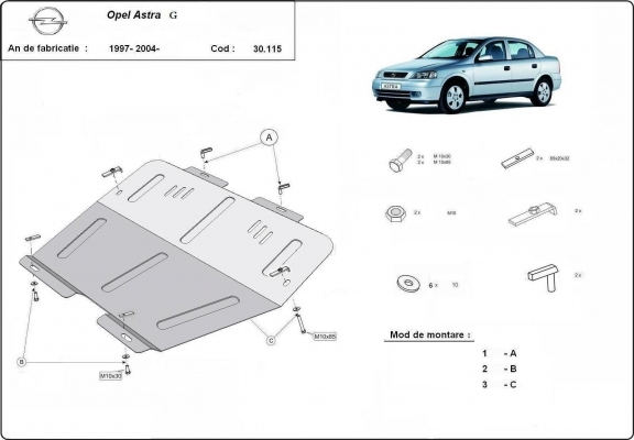 Piastra paramotore di acciaio Opel Astra G