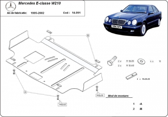 Piastra paramotore di acciaio Mercedes E-Classe W210
