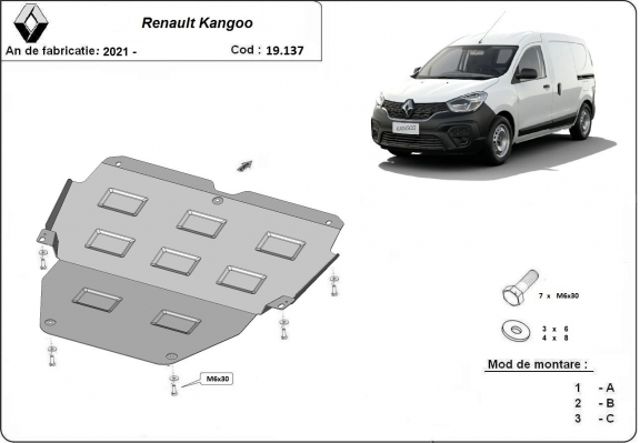 Piastra paramotore di acciaio Renault Kangoo