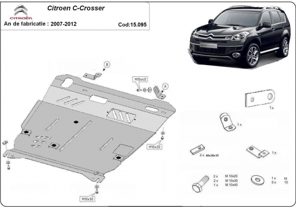 Piastra paramotore di acciaio Citroen C - Crosser