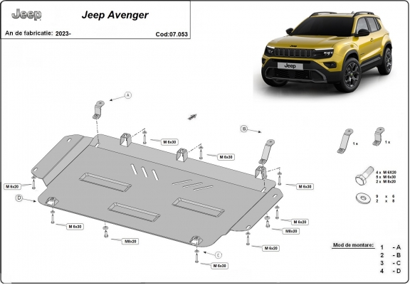 Piastra paramotore di acciaio Jeep Avenger