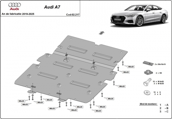 Piastra paramotore di acciaio Audi A7