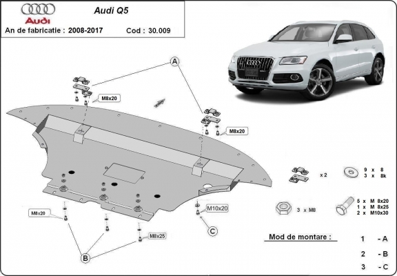 Piastra paramotore di acciaio Audi Q5
