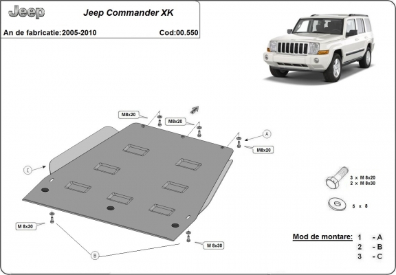 Protezione di acciaio per il cambio Jeep Commander - JL