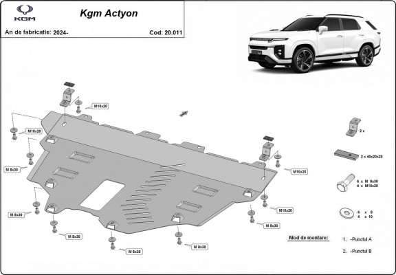 Piastra paramotore di acciaio KGM Actyon