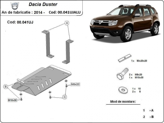 Protezione di alluminio per il differenziale  Dacia Duster 4x4