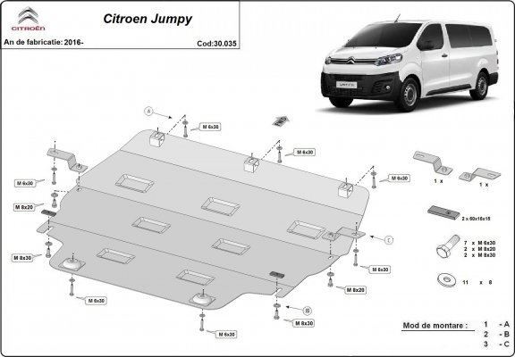 Piastra paramotore di acciaio Citroen Jumpy
