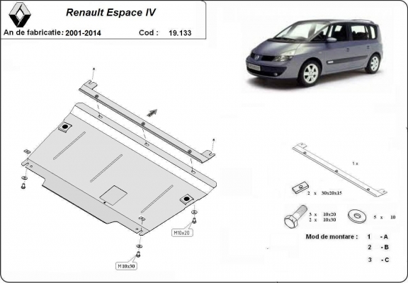 Piastra paramotore di acciaio Renault Espace 4