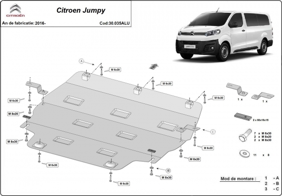 Piastra paramotore di Alluminio Citroen Jumpy