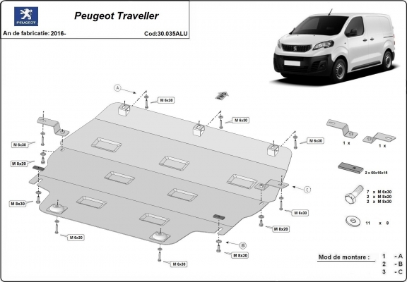 Piastra paramotore di Alluminio Peugeot Traveller