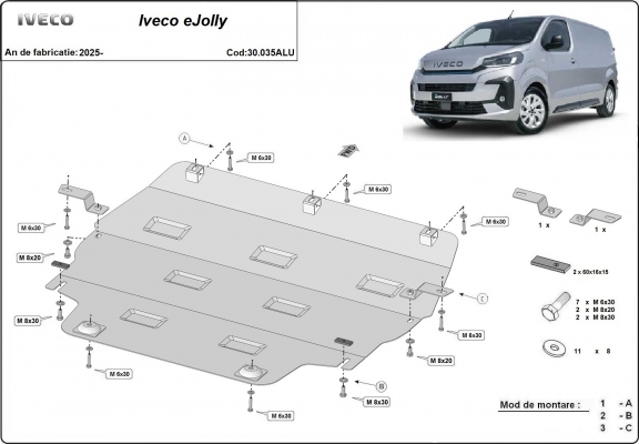 Piastra paramotore di Alluminio Iveco eJolly