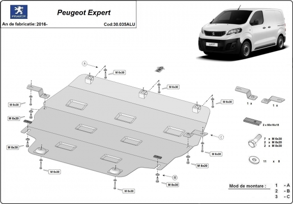 Piastra paramotore di Alluminio Peugeot Expert
