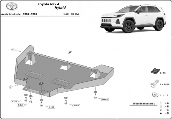 Protezione di acciaio per il differenziale Toyota RAV 4 Hybrid