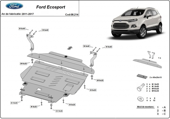 Piastra paramotore di acciaio   Ford EcoSport