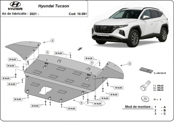 Piastra paramotore di acciaio Hyundai Tucson