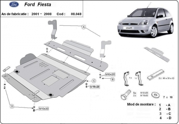 Piastra paramotore di acciaio Ford Fiesta