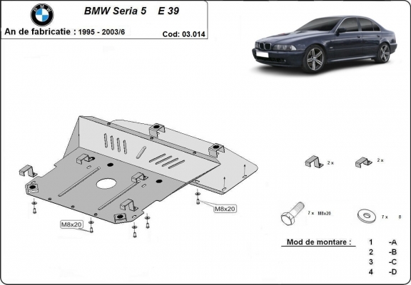 Piastra paramotore di acciaio BMW Seria5 E39