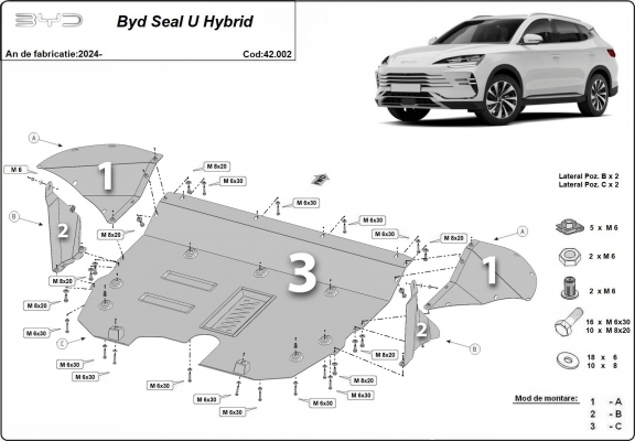 Piastra paramotore di acciaio BYD Seal U DM-i