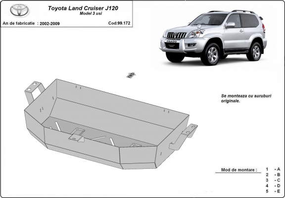 Protezione di acciaio per il serbatoio Toyota Land Cruiser J120 - solo per modello 3 porte 
