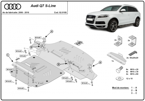 Piastra paramotore di acciaio Audi Q7 S-Line