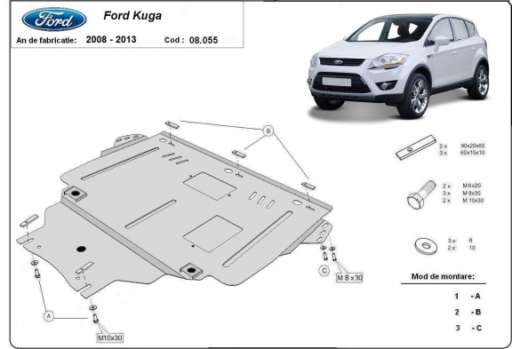 Piastra paramotore di acciaio Ford Kuga