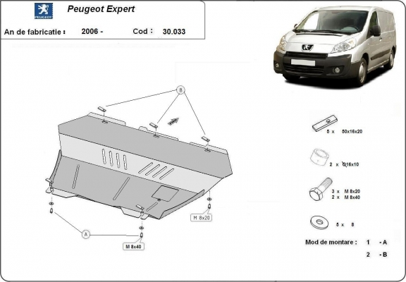Piastra paramotore di acciaio Peugeot Expert