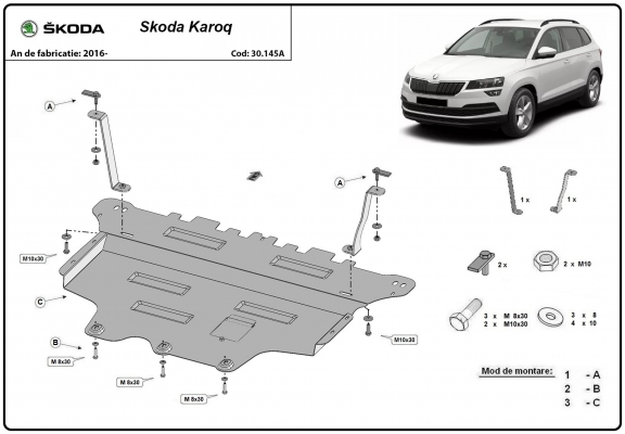 Piastra paramotore di acciaio Skoda Karoq 