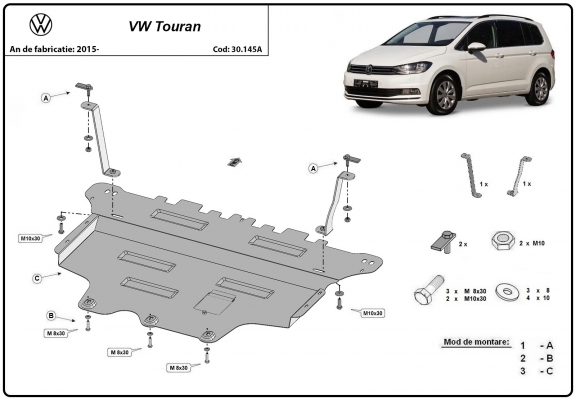 Piastra paramotore di acciaio VW Touran