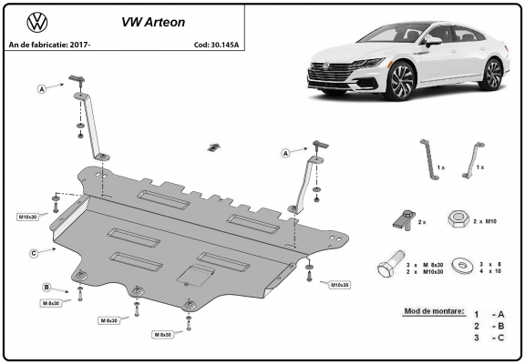 Piastra paramotore di acciaio VW Arteon 