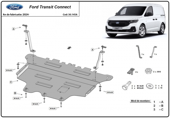Piastra paramotore di acciaio Ford Transit Connect