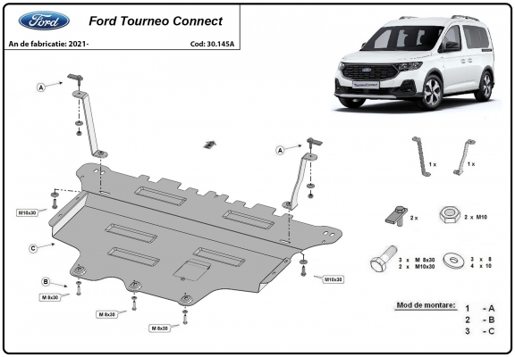 Piastra paramotore di acciaio Ford Tourneo Connect 