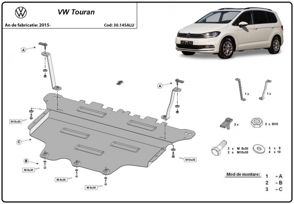 Piastra paramotore di alluminio VW Touran