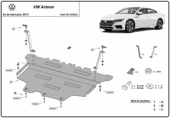 Piastra paramotore di alluminio VW Arteon