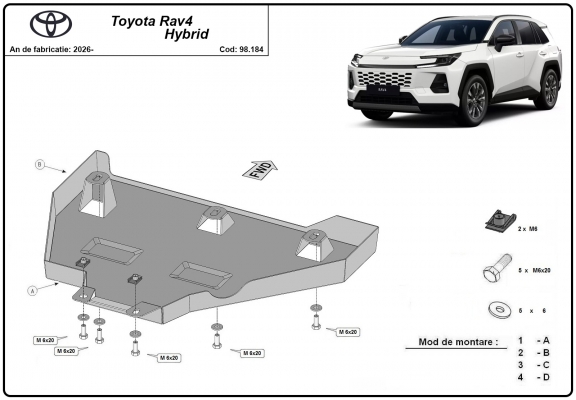Protezione di acciaio per il differenziale Toyota RAV 4 Hybrid