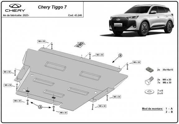 Piastra paramotore di acciaio Chery Tiggo 7