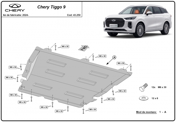 Piastra paramotore di acciaio Chery Tiggo 9