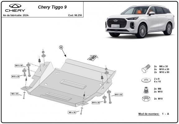Protezione di acciaio per il differenziale Chery Tiggo 9