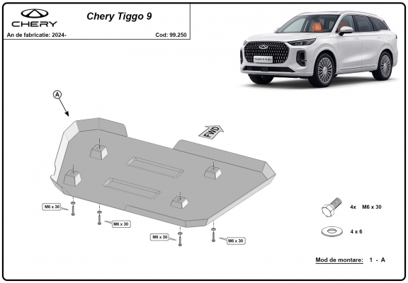 Protezione di acciaio per il serbatoio Chery Tiggo 9