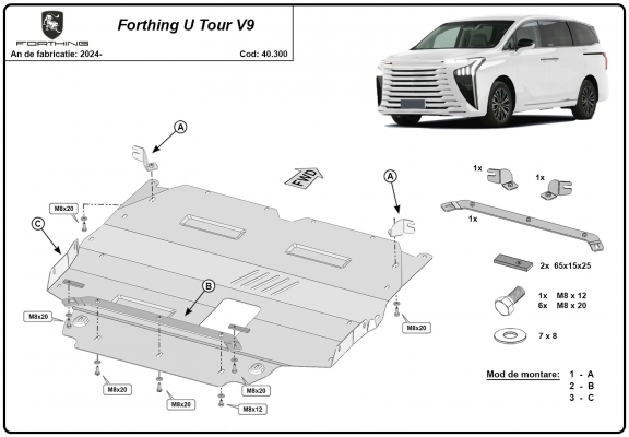 Piastra paramotore di acciaio Forthing U Tour V9