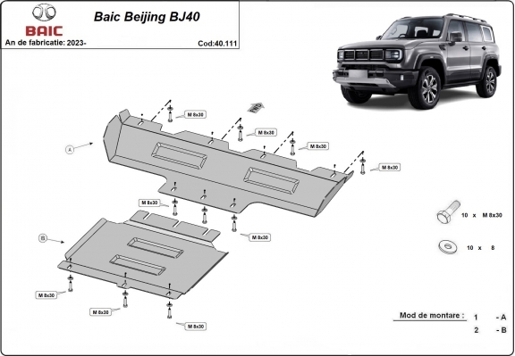 Piastra paramotore di acciaio Baic Beijing BJ40