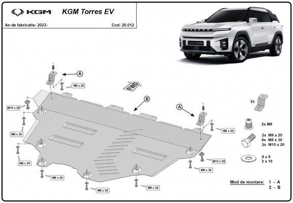 Piastra paramotore di acciaio KGM Torres EV 