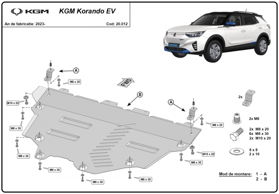 Piastra paramotore di acciaio KGM Korando EV 