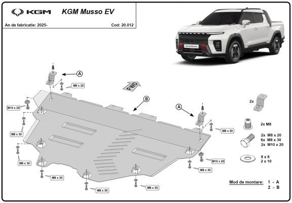 Piastra paramotore di acciaio KGM Musso EV 